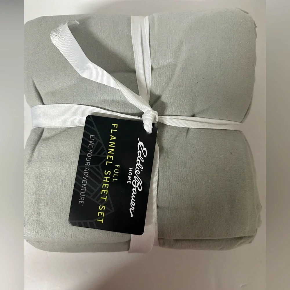 Eddie Bauer 3-pc Home Flannel Sheet Set - Soft Gray Size Full 100% cotton